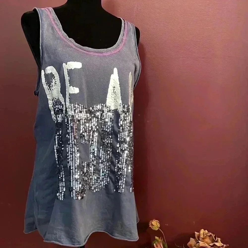 Authentic Icon Sequined & Distressed Tank Size L